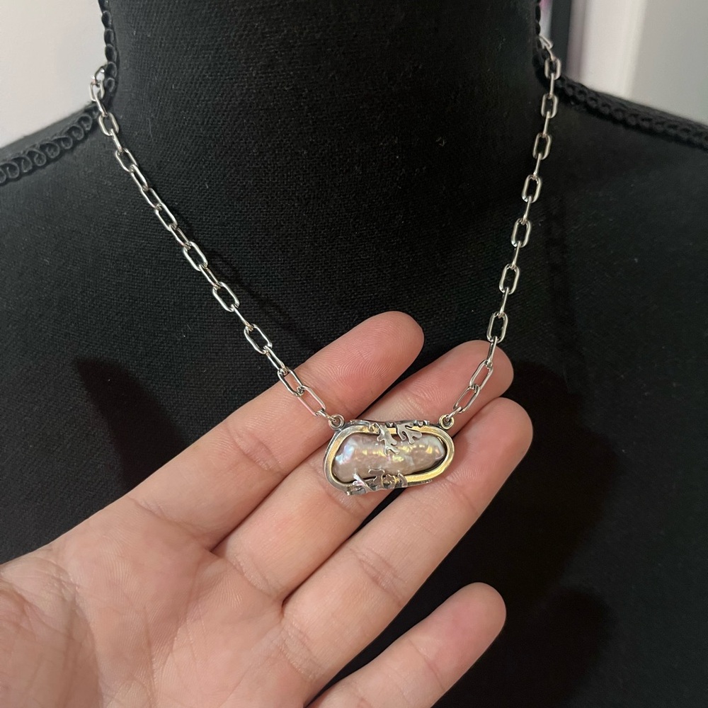 Pink Pearl Silver Necklace